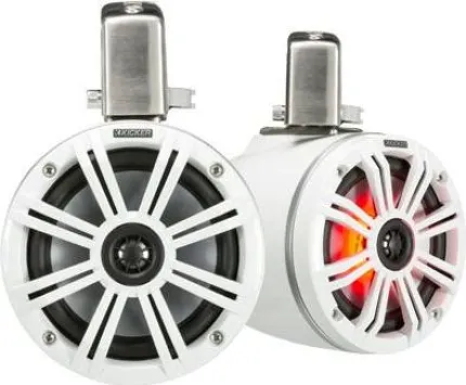 2 haut parleurs 6.5'' - KMTC 65W LED - Blanc - Montage barre