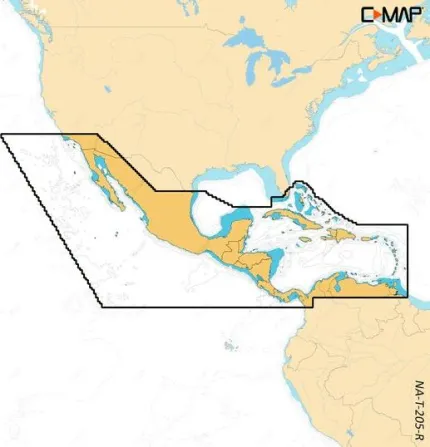 Carte C-MAP® Reveal™ X Amérique centrale & Caraïbes