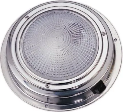 Plafonnier LED - 3.3W 12Vdc - D: 168mm - Inox poli - Blanc naturel - 120° - IP65 avec interrupteur