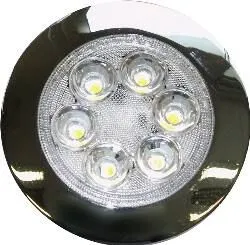 Downlight LED rond - 6PWLEDs 2.5W 230Vac - Chrome - Blanc chaud - Angle étroit