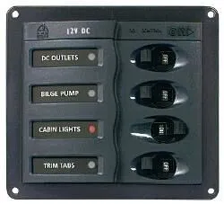Tableau 4 disjoncteurs unipolaires 12V