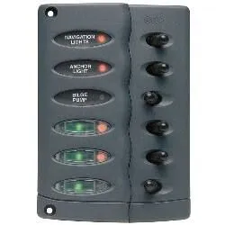 Tableau étanche gris 6 interrupteurs