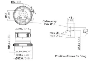 FEU LED SERIE 34 HUNE 225° 12-24V