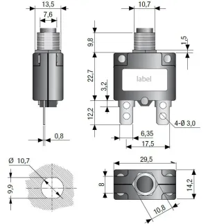 Disjoncteur thermique unipolaire réarmable, 20A
