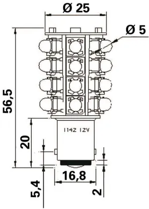 Ampoule 20 leds BA15D 12V 2.5W