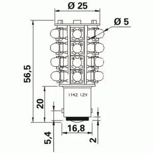 Ampoule 20 leds BAY15D 12V 2.5W