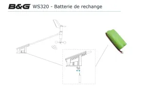 Batterie de rechange pour capteur aérien B&G®​​​​​​​ WS320