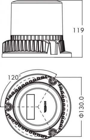 Feu bi-fonction flash et rotatif MU Pro ambre 3 points
