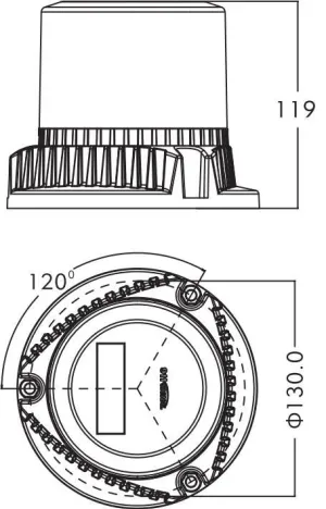 Feu bi-fonction flash et rotatif MU Pro bleu 3 points