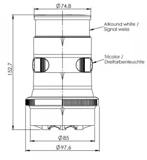 FEULED SERIE 34 TRICOLORE + MOUILLAGE 12-24V