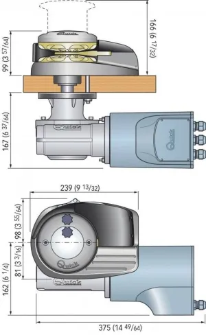 Guindeau vertical Aleph 24V 1500W sans poupée 8mm
