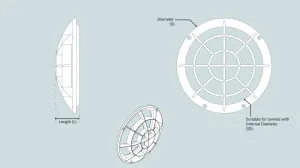 Kit 2 grilles de protection de tunnel Ø140mm Série SX