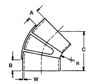 Liaison échappement coude à 45° Ø127mm