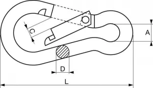 Mousqueton Alpin sans oeil Ø7mm