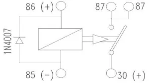 Relais 5 bornes 12V 30A Diode fixation