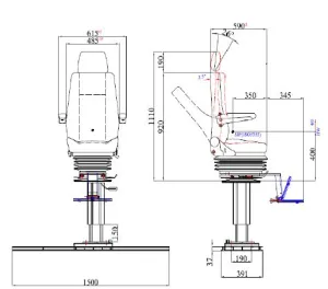 Siège pilote standard sans suspension 1098H