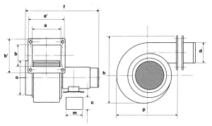 Ventilateur centrifuge C202 230V rotation gauche