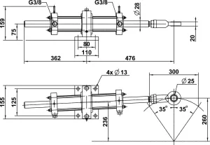 Vérin hydraulique acier VHM 60 DT 300