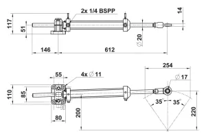 Vérin hydraulique aluminium VHM 40-254