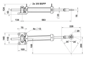 Vérin hydraulique aluminium VHM 50 DTP