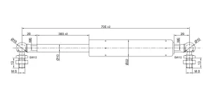 Vérins Inox (1 lot de 2) course 300mm 400N